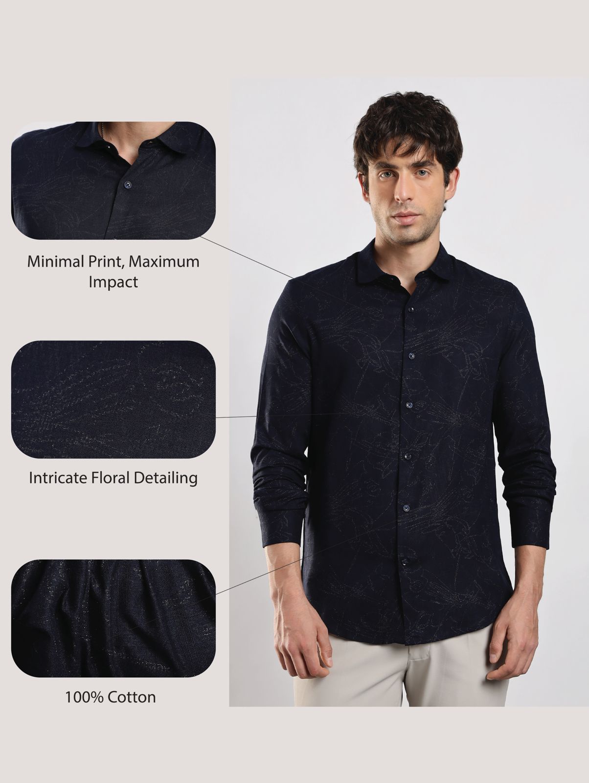 Glitter Print Shirt Navy
