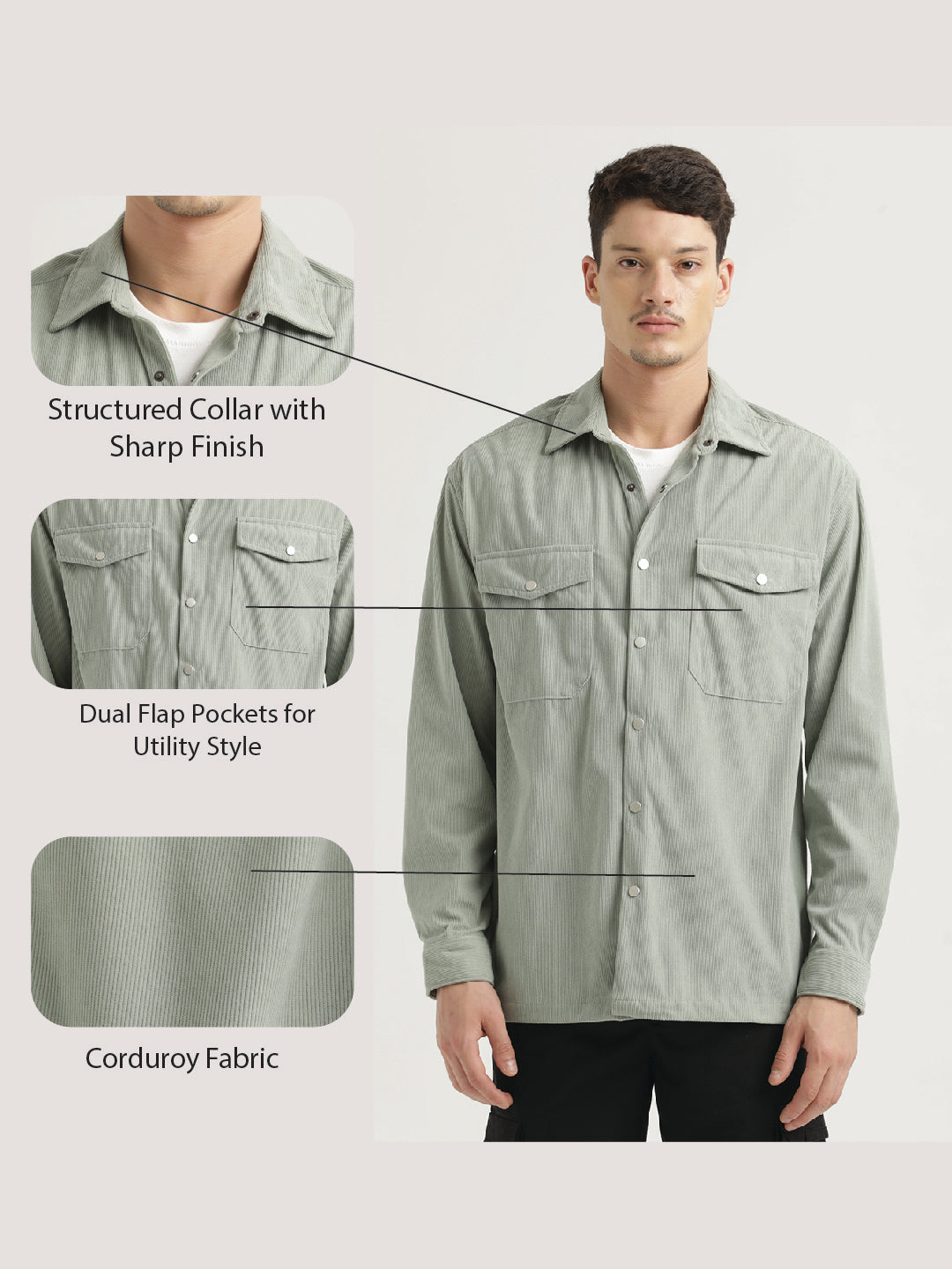 Corduroy Overshirt Lt Green