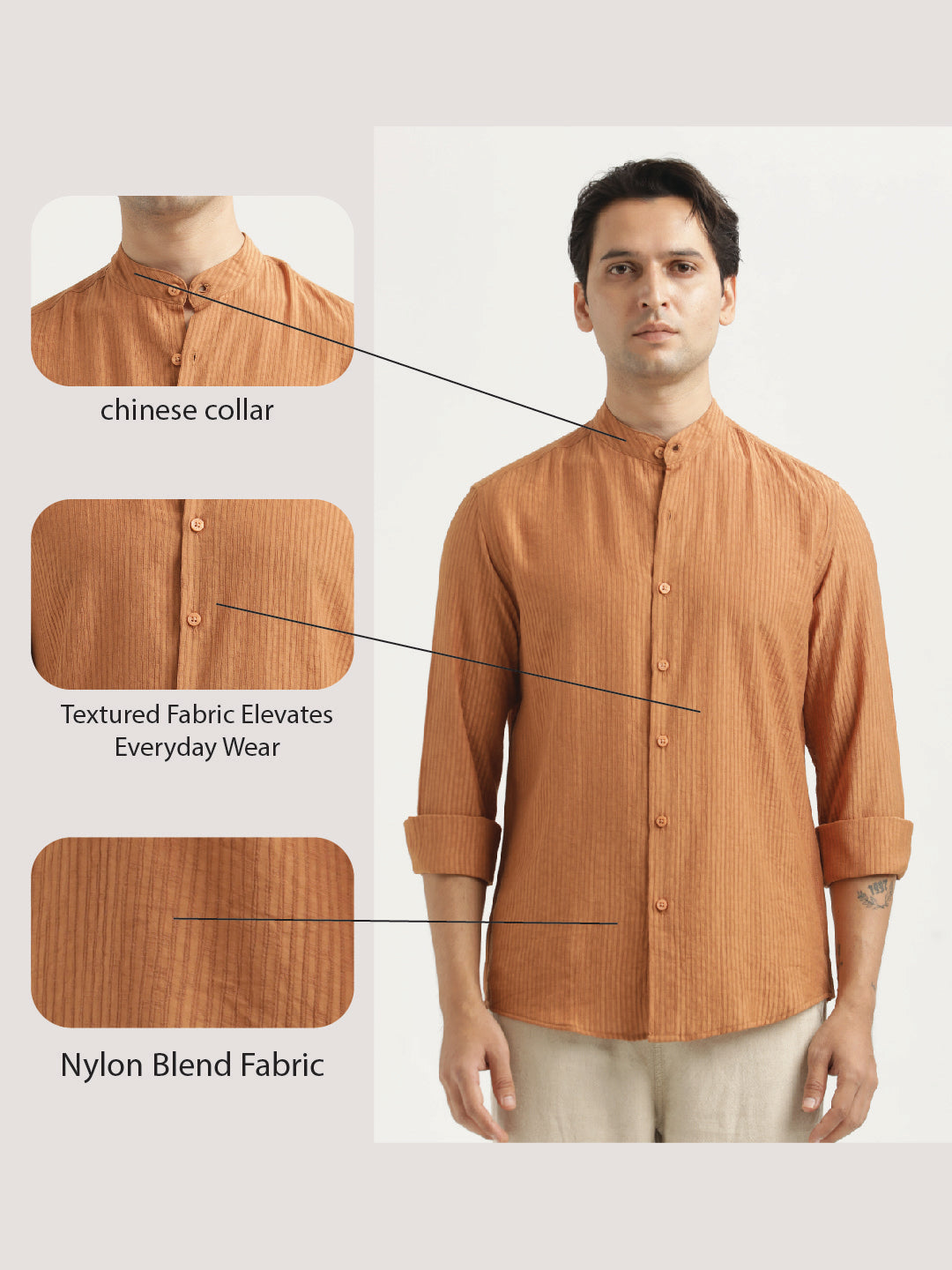 Textured Nylon Shirt Brown