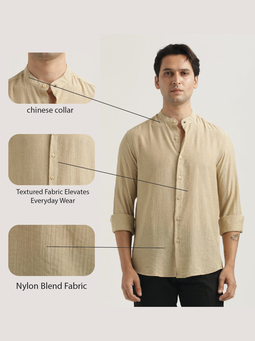 Textured Nylon Shirt Cream