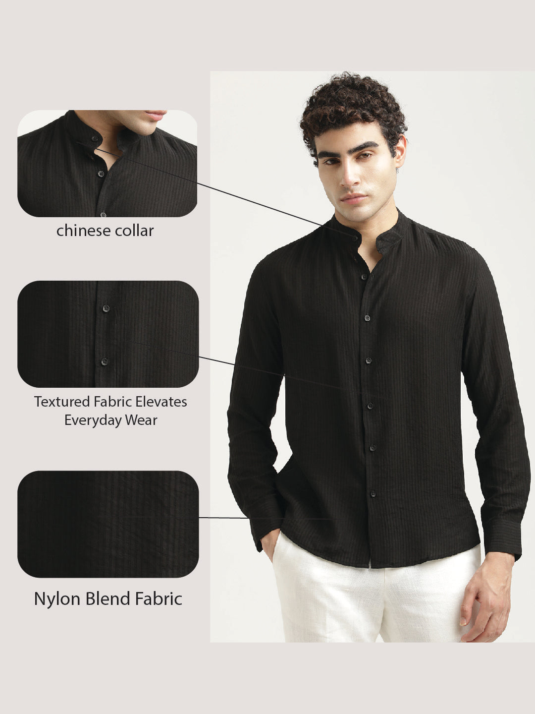 Textured Nylon Shirt Black