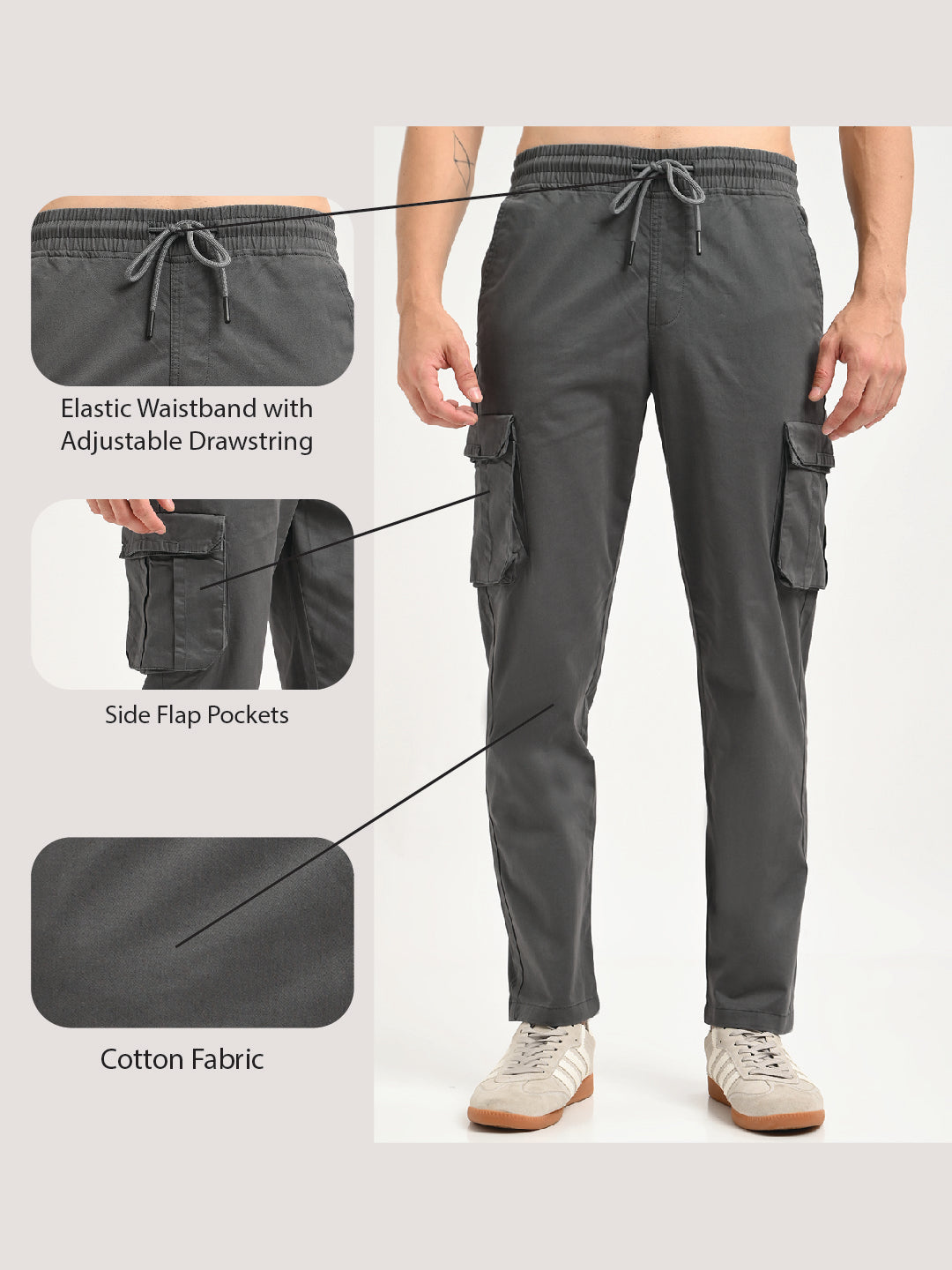 Cotton Cargo Trousers Dk Grey