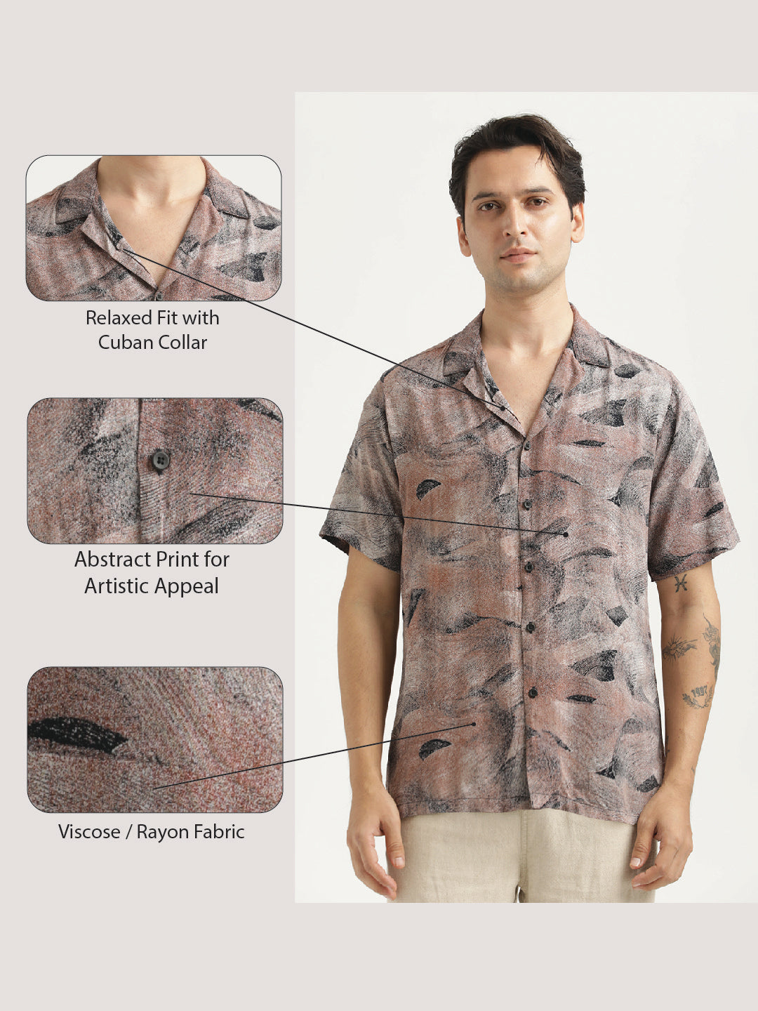 Printed Resort Shirt Lt Brown