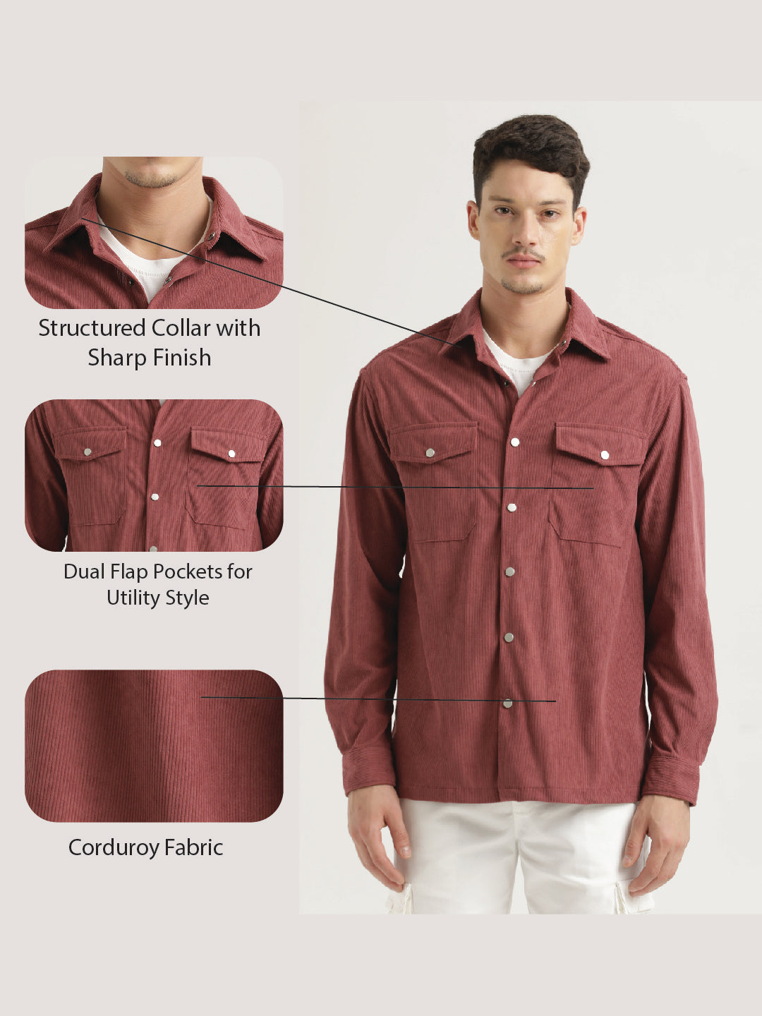 Corduroy Overshirt Magenta