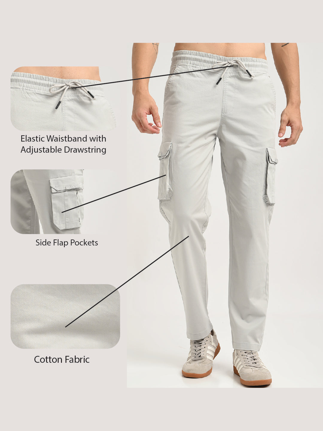 Cotton Cargo Trousers Off White