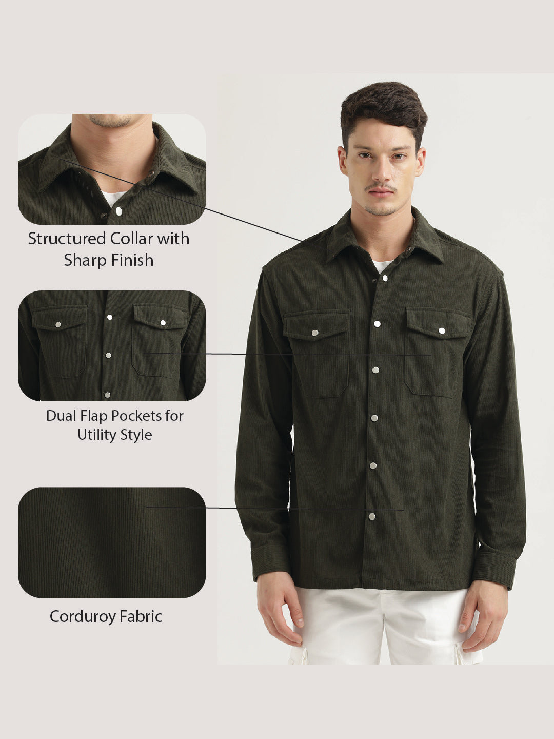 Corduroy Overshirt Green