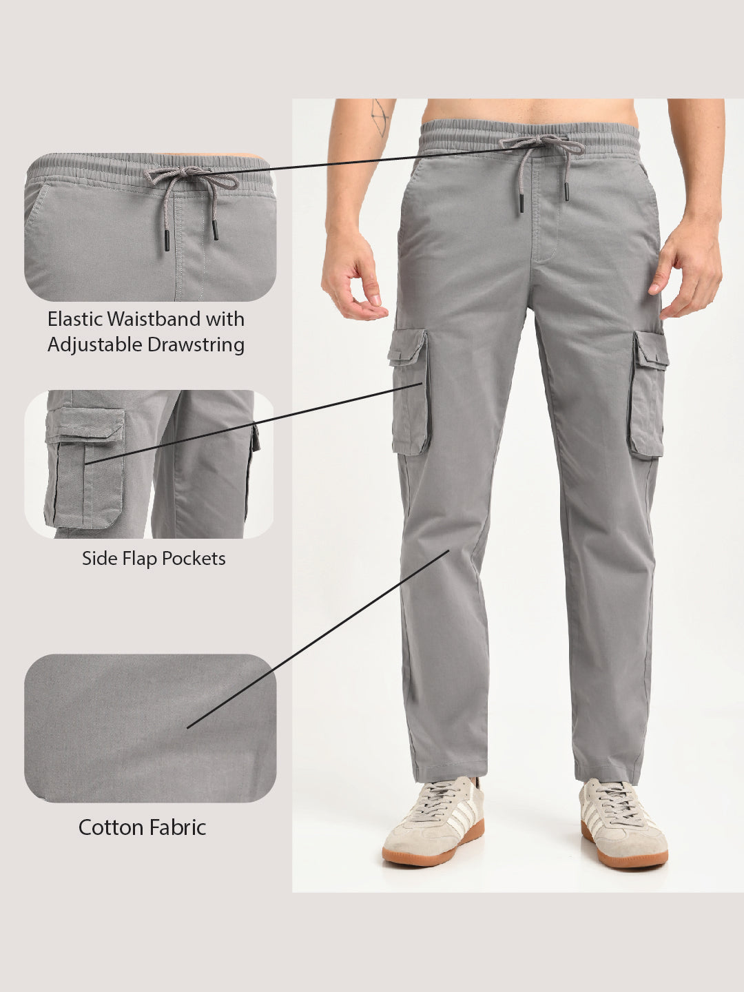 Cotton Cargo Trousers Lt Grey