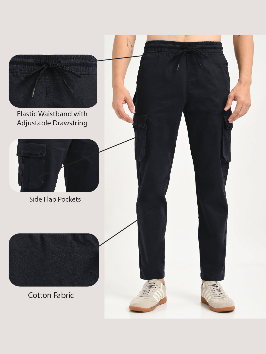 Cotton Cargo Trousers Navy