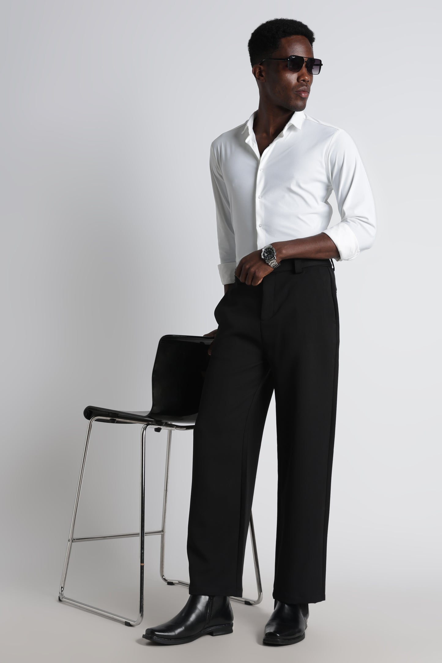 Premium Knitted Slim Fit Casual Shirt White