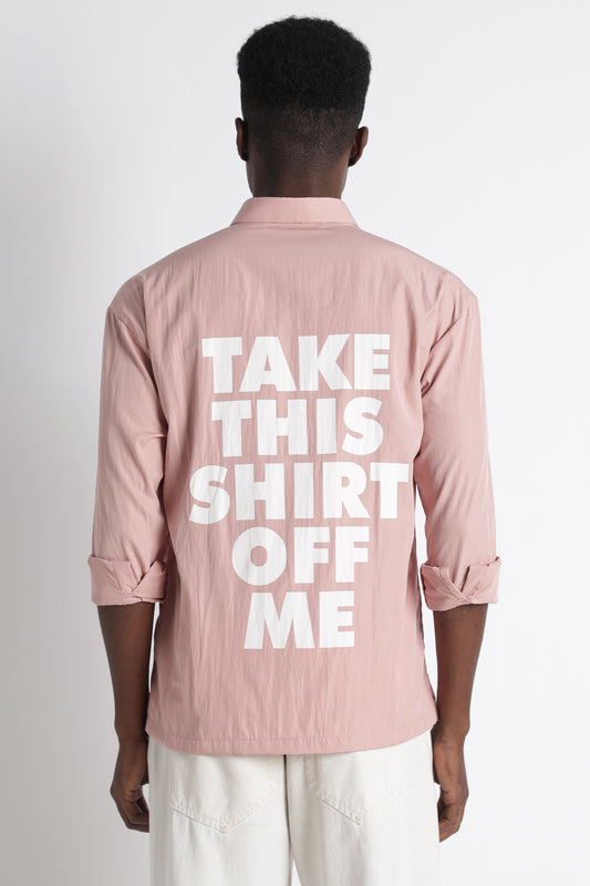 Back Graphic Slim Fit Casual Shirt Pink