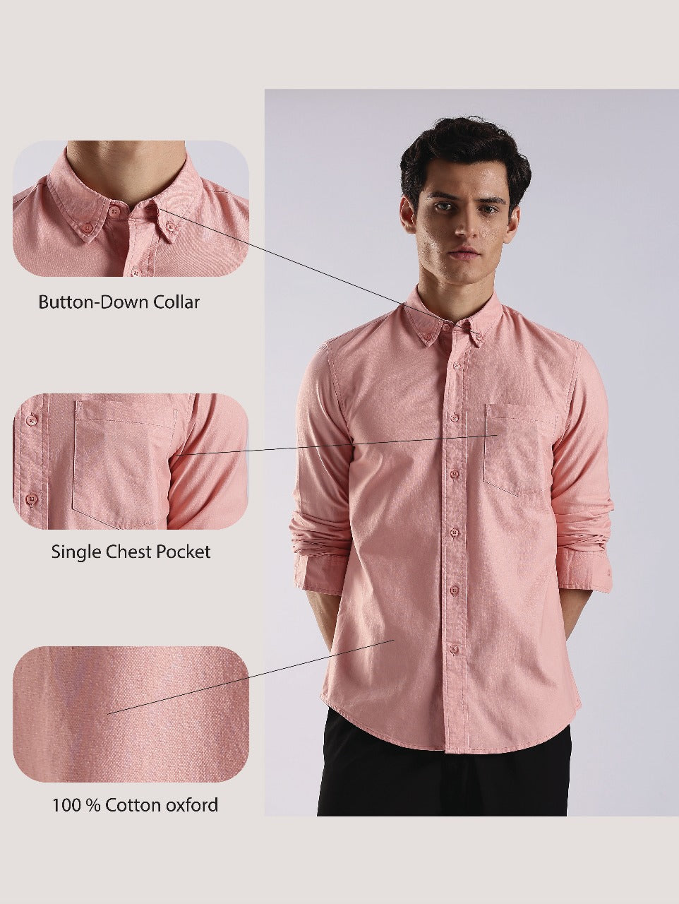 100% Cotton Oxford Solid Shirt Orange