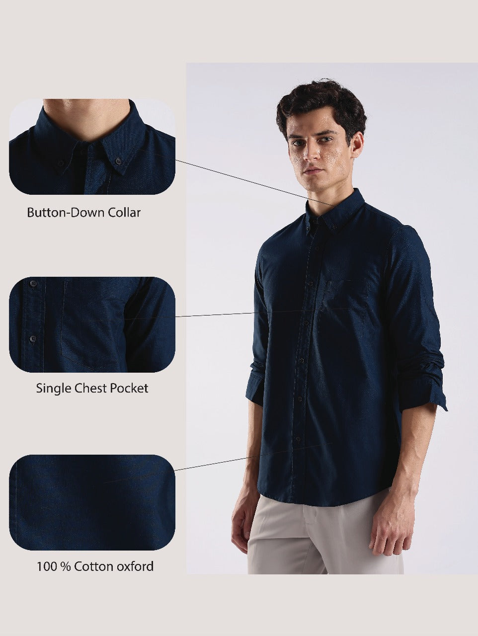 100% Cotton Oxford Solid Shirt Royal Blue