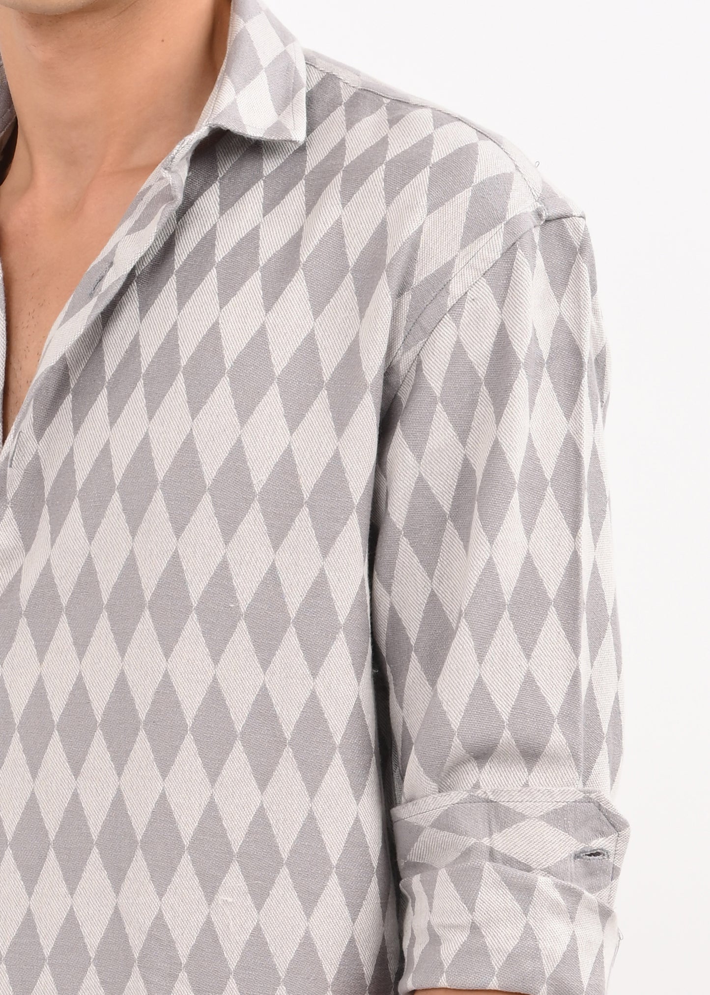Diamond Self-Jacquard Shirt Grey