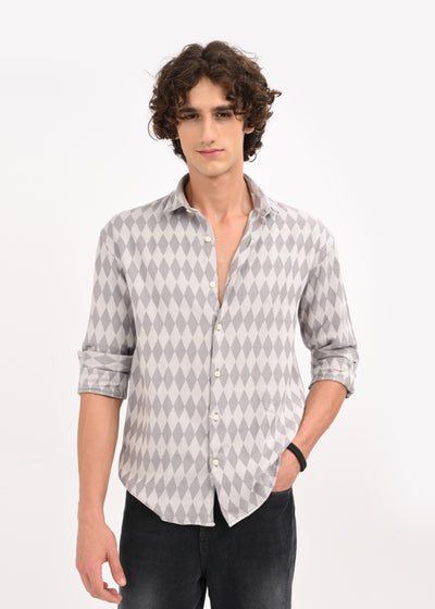 Diamond Self-Jacquard Shirt Grey