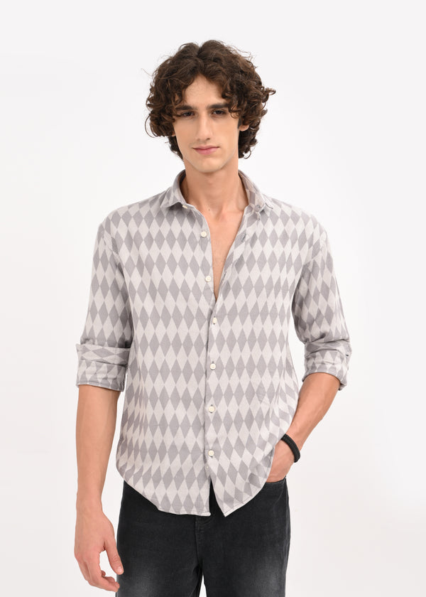 Diamond Self-Jacquard Shirt Grey