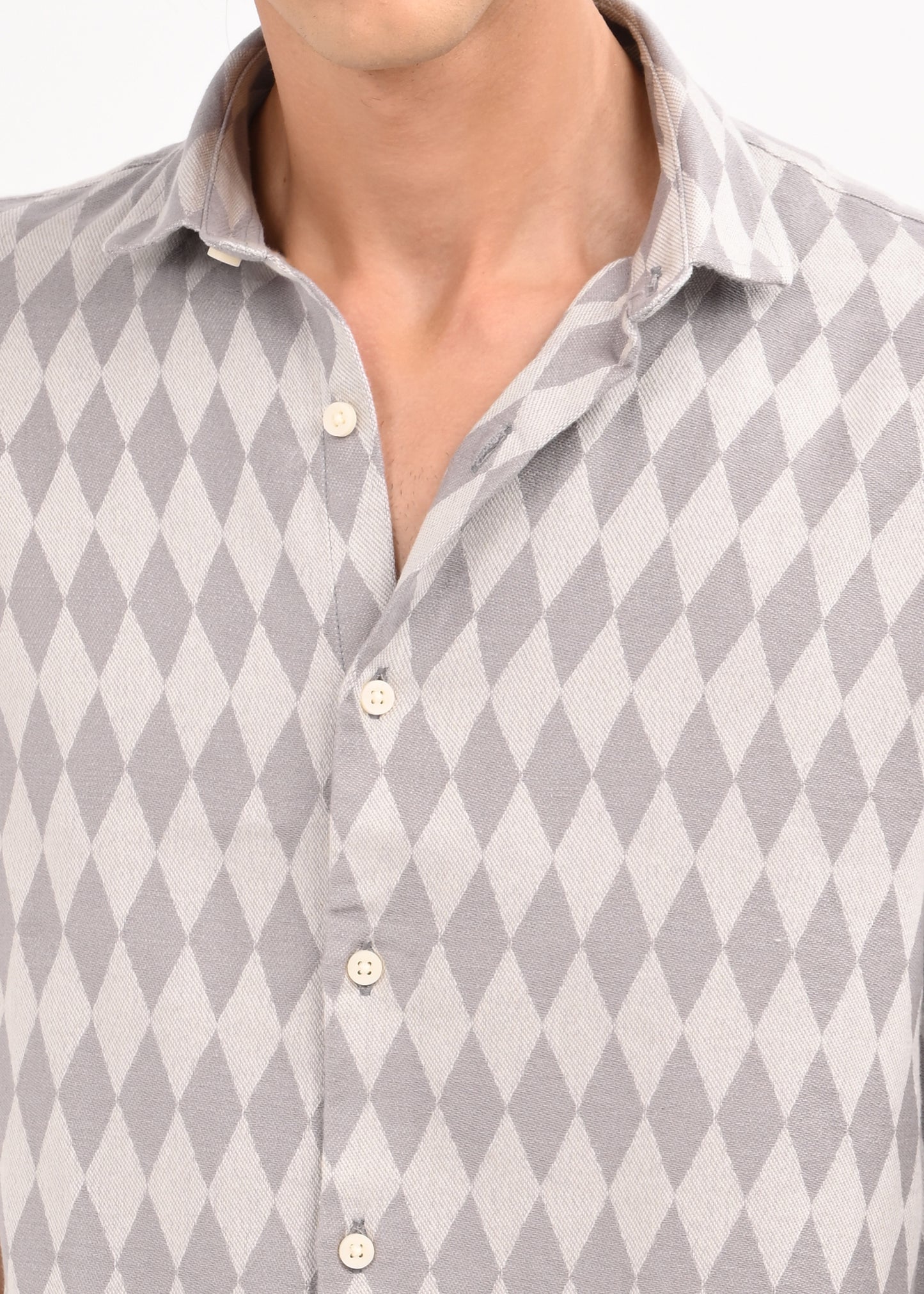Diamond Self-Jacquard Shirt Grey