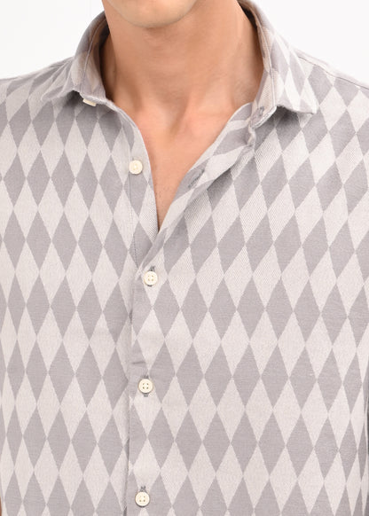 Diamond Self-Jacquard Shirt Grey