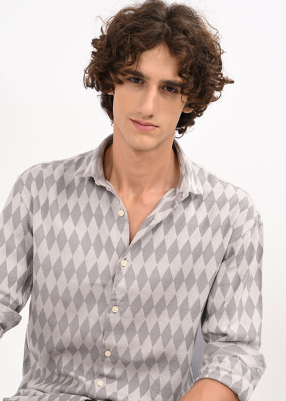 Diamond Self-Jacquard Shirt Grey