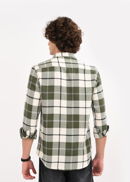 Herringbone Check Shirt Green