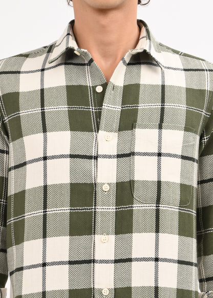 Herringbone Check Shirt Green