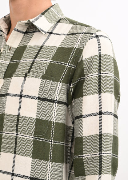 Herringbone Check Shirt Green