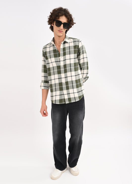 Herringbone Check Shirt Green
