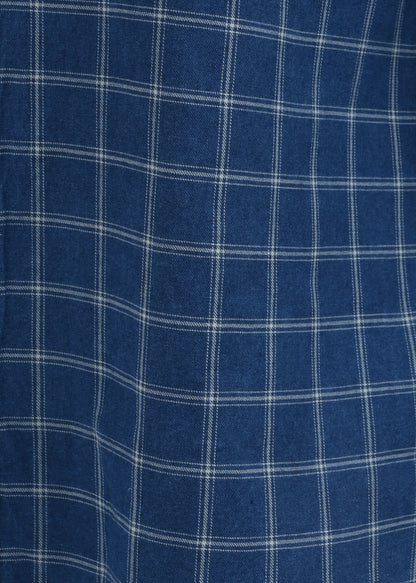 Indigo-Dyed 100% Cotton Check Shirt Dk Navy