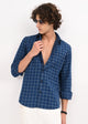 Indigo-Dyed 100% Cotton Check Shirt Dk Navy