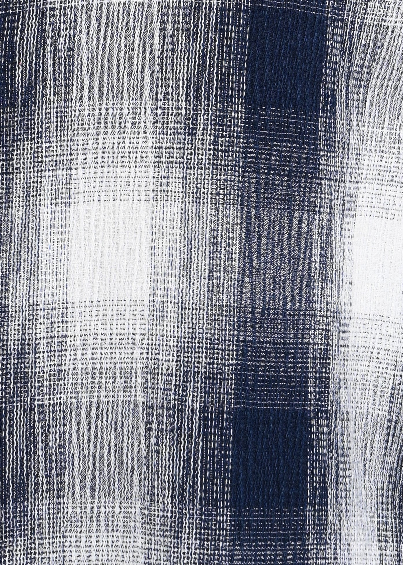 Textured Indigo Dobby Check Shirt White