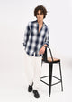 Textured Indigo Dobby Check Shirt White