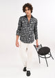 Floral Printed Self-Jacquard Shirt White