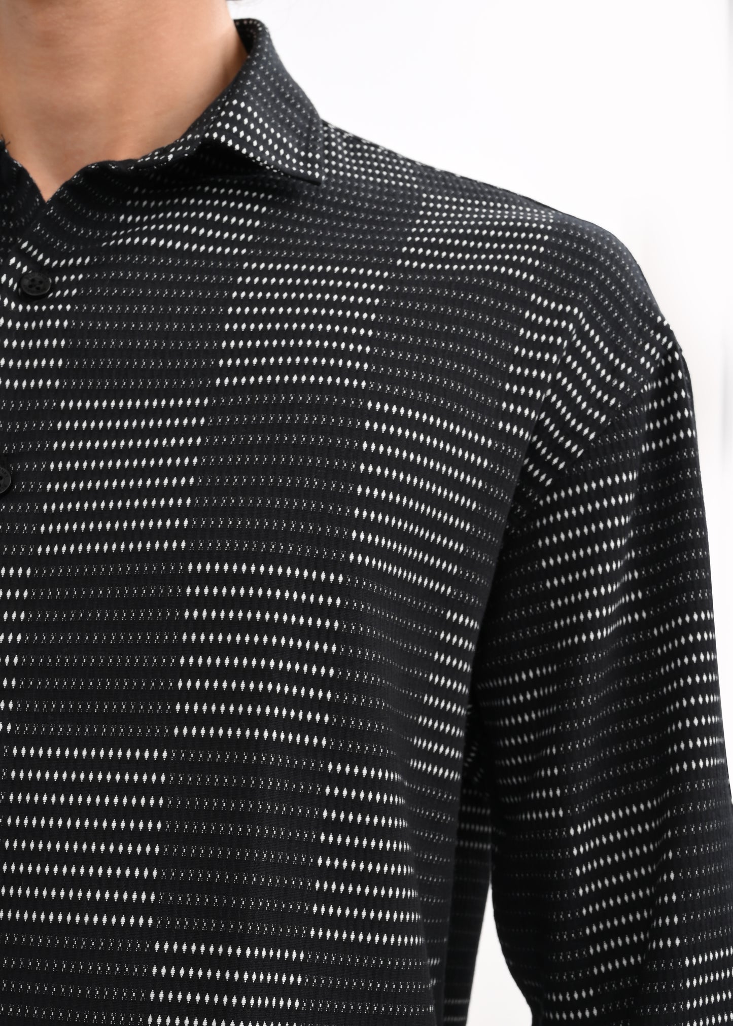 Self-Jacquard Cotton Blend Shirt