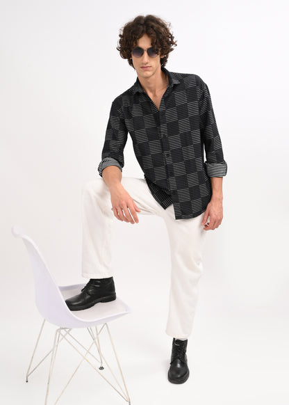Self-Jacquard Shirt Black