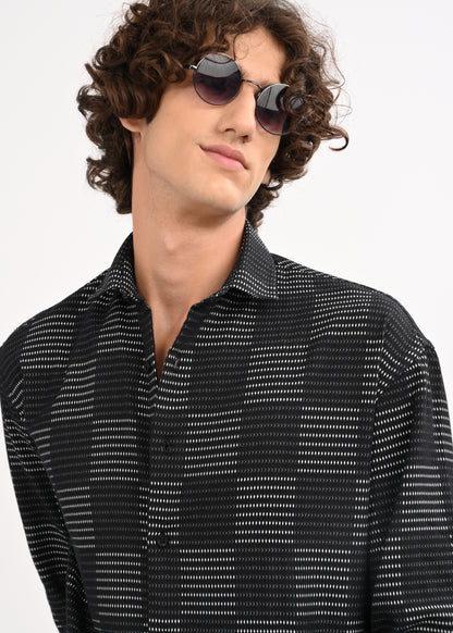 Self-Jacquard Shirt Black