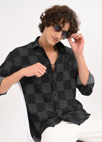 Self-Jacquard Shirt Black