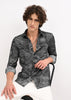 Floral Printed Self-Jacquard Shirt Black