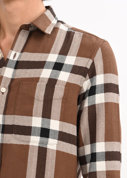 Herringbone Check Shirt Brown