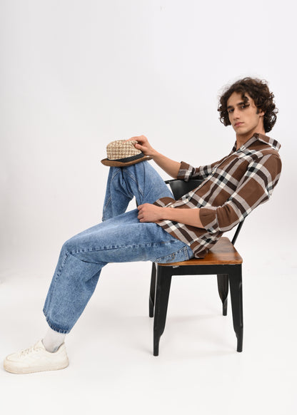 Herringbone Check Shirt Brown