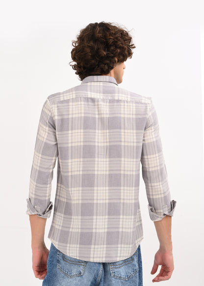 Linen Check Shirt Grey