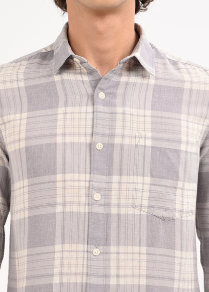 Linen Check Shirt Grey