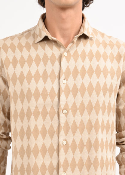 Diamond Self-Jacquard Shirt Beige