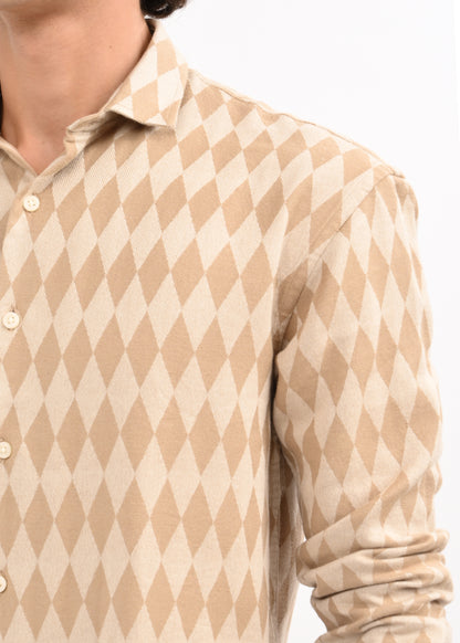 Diamond Self-Jacquard Shirt Beige