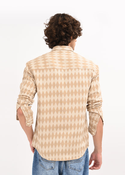 Diamond Self-Jacquard Shirt Beige