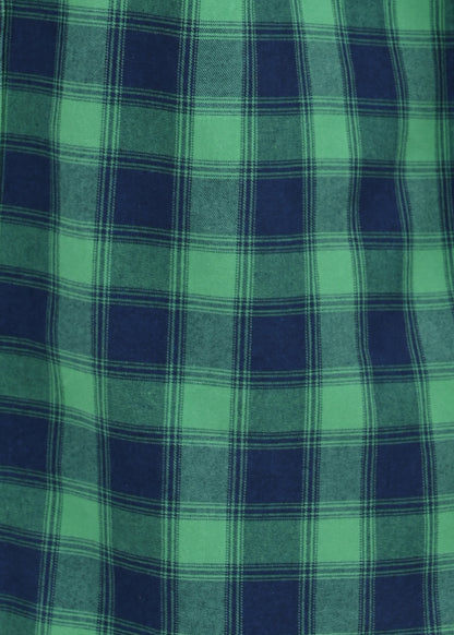 Indigo-Dyed 100% Cotton Check Shirt Green