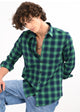 Indigo-Dyed 100% Cotton Check Shirt Green