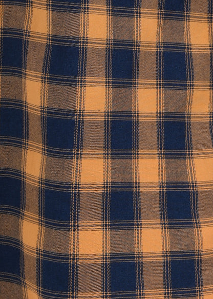 Indigo-Dyed 100% Cotton Check Shirt Musted