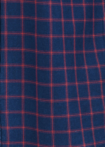 Indigo-Dyed 100% Cotton Check Shirt Red