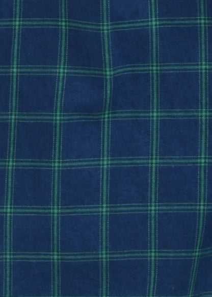 Indigo-Dyed 100% Cotton Check Shirt Navy