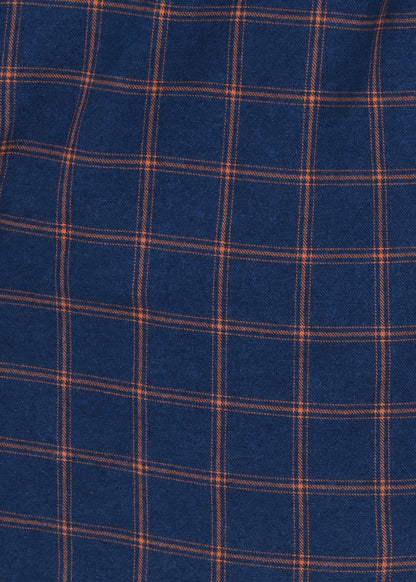 Indigo-Dyed 100% Cotton Check Shirt Navy