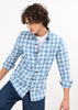 Indigo-Dyed 100% Cotton Check Shirt Dk Blue